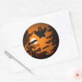 Black and Oranje Spooky Halloween Night Scene Ronde Sticker (Envelop)