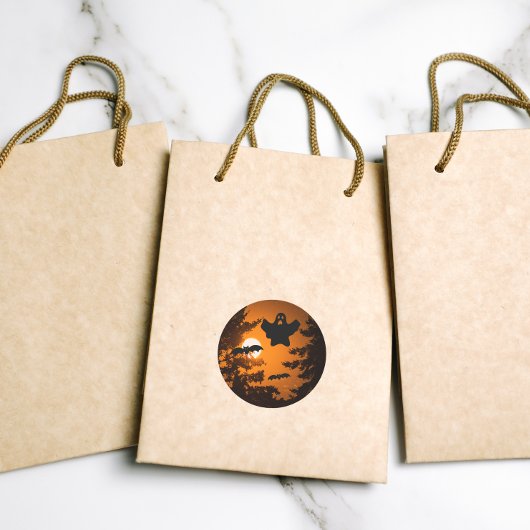 Black and Oranje Spooky Halloween Night Scene Ronde Sticker