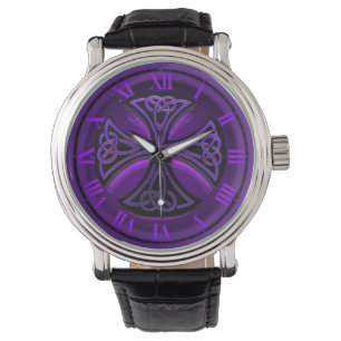 Black and Paars Celtic Cross Wrist Watch Horloge