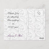 Black and Paars Damask Wedding Briefkaart (Achterkant)