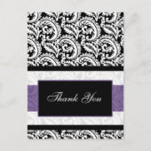 Black and Paars Damask Wedding Briefkaart (Voorkant)