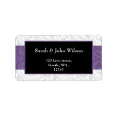 Black and Paars Damask Wedding Etiket (Voorkant)