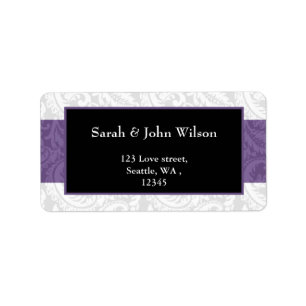 Black and Paars Damask Wedding Etiket