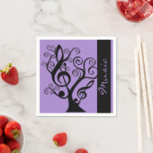 Black and Paarse Music Treble Clef Tree Napkins Servet (Insitu)