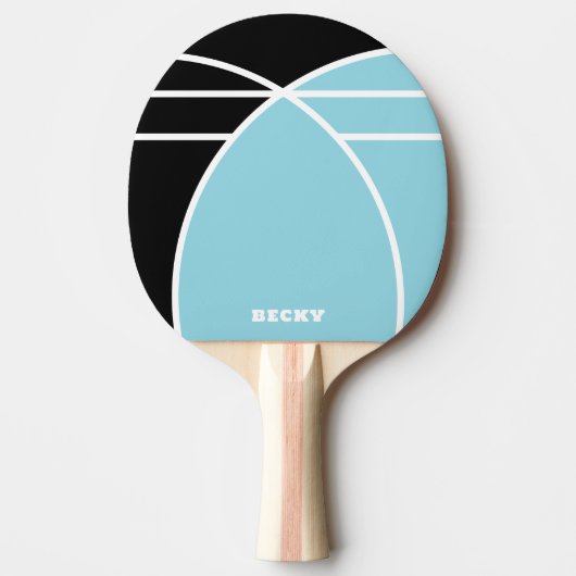 Black and Pastel Blue Personalized Tafeltennisbatje (Voorkant)