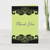Black and Pear Green Scroll Hartelijk dank Bedankkaart (Voorkant)