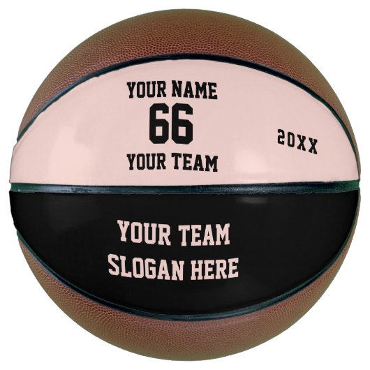 Black and Pink Basketball with Name, Number, Team Basketbal (Voorkant)