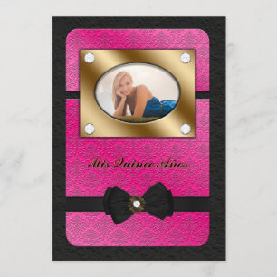Black and Pink Bowed Quince Photo nodigt uit Kaart