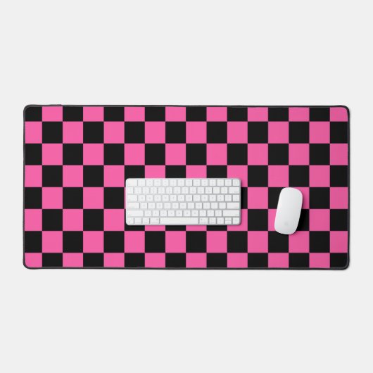 Black and pink checkerboard pattern bureaumat (Keyboard & Muis)
