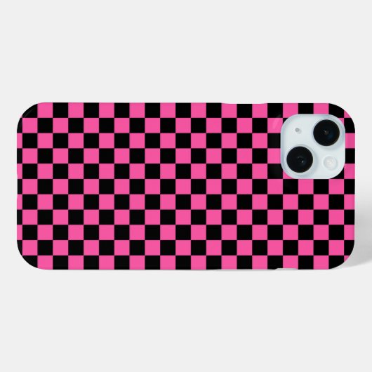 Black and pink checkerboard pattern Case-Mate iPhone case (Achterkant (horizontaal))