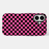 Black and pink checkerboard pattern Case-Mate iPhone case (Achterkant (horizontaal))