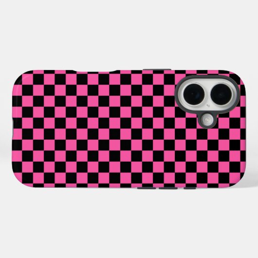 Black and pink checkerboard pattern Case-Mate iPhone case (Achterkant (horizontaal))