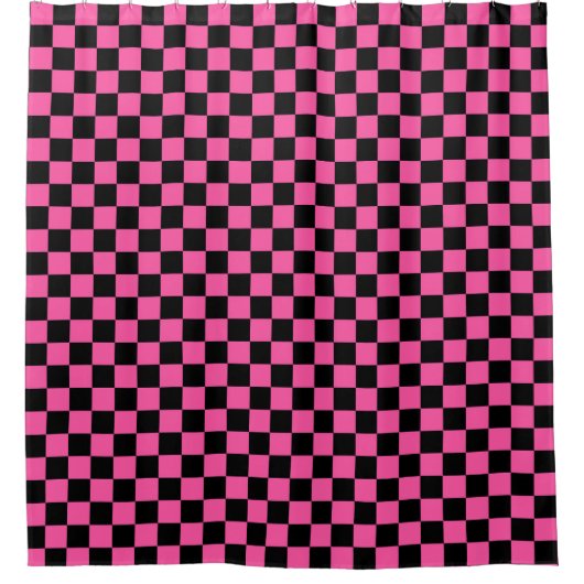 Black and pink checkerboard pattern douchegordijn (Voorkant)