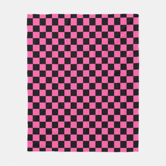 Black and pink checkerboard pattern fleece deken (Voorkant)