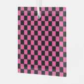 Black and pink checkerboard pattern glas ornament (Voorkant links)