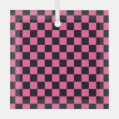 Black and pink checkerboard pattern glas ornament (Voorkant)