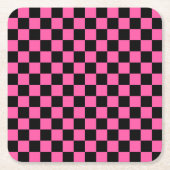Black and pink checkerboard pattern kartonnen onderzetters (Voorkant)