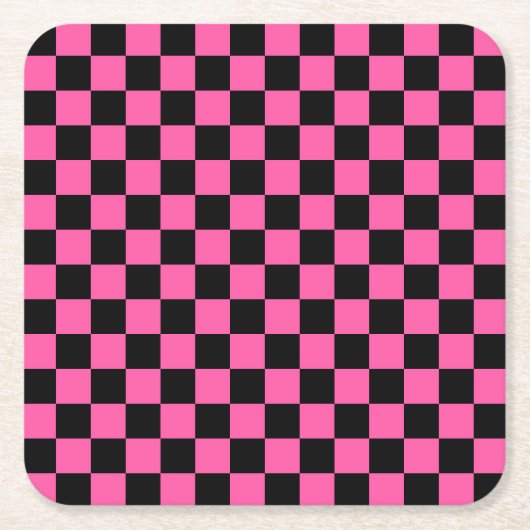 Black and pink checkerboard pattern kartonnen onderzetters (Voorkant)