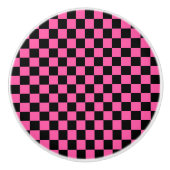 Black and pink checkerboard pattern keramische knop (Voorkant)