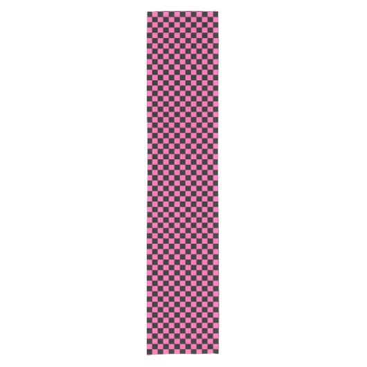 Black and pink checkerboard pattern korte tafelloper (Voorkant)