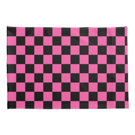 Black and pink checkerboard pattern kussensloop (Achterkant-Rechts)