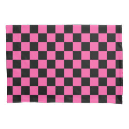 Black and pink checkerboard pattern kussensloop