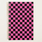 Black and pink checkerboard pattern planner (Voorkant)