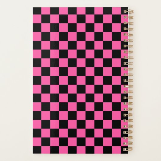 Black and pink checkerboard pattern planner (Achterkant)