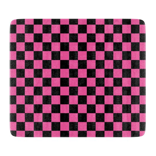 Black and pink checkerboard pattern snijplank (Voorkant)