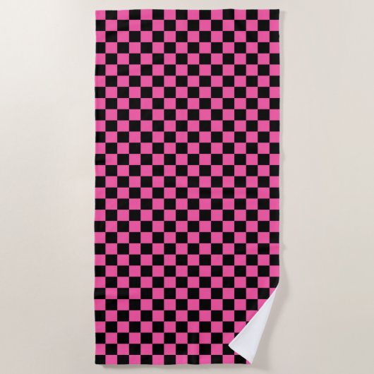 Black and pink checkerboard pattern strandlaken (Voorkant)