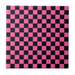 Black and pink checkerboard pattern tegeltje