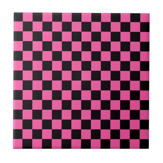 Black and pink checkerboard pattern tegeltje (Voorkant)