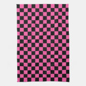 Black and pink checkerboard pattern theedoek (Verticaal)