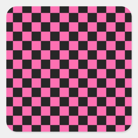 Black and pink checkerboard pattern vierkante sticker (Voorkant)