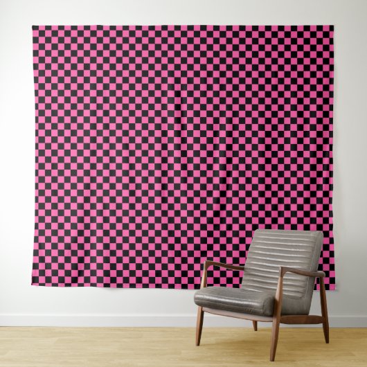Black and pink checkerboard pattern wandkleed (In Situ (horizontaal))