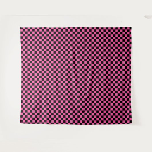 Black and pink checkerboard pattern wandkleed (Voorkant (horizontaal))