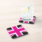 Black and Pink Classic Union Jack British (UK) Vla Bier Onderzetter (Rechterzijde)
