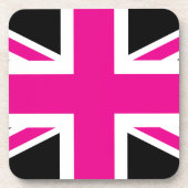 Black and Pink Classic Union Jack British (UK) Vla Bier Onderzetter (Voorkant)