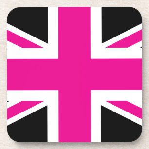 Black and Pink Classic Union Jack British (UK) Vla Bier Onderzetter