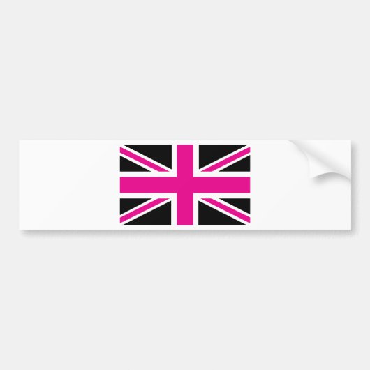 Black and Pink Classic Union Jack British (UK) Vla Bumpersticker (Voorkant)