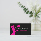 Black and Pink Cleaning Service Housekeeper Maid Visitekaartje (Staand voorkant)