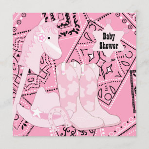 Black and Pink Cowgirl Baby Girl Shower Kaart