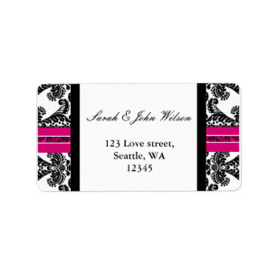 Black and Pink Damask Wedding Etiket