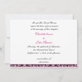 Black and Pink Damask Wedding Kaart (Achterkant)