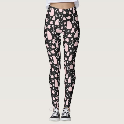 Black and Pink  Design Leggings (Voorkant)
