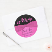 Black and Pink Floral 3-inch ronde bedankt Sticker (Envelop)