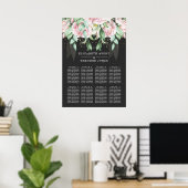 Black and Pink Floral Wedding Elegant Poster (Thuiskantoor)