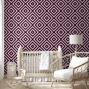 Black and pink geometric pattern behang