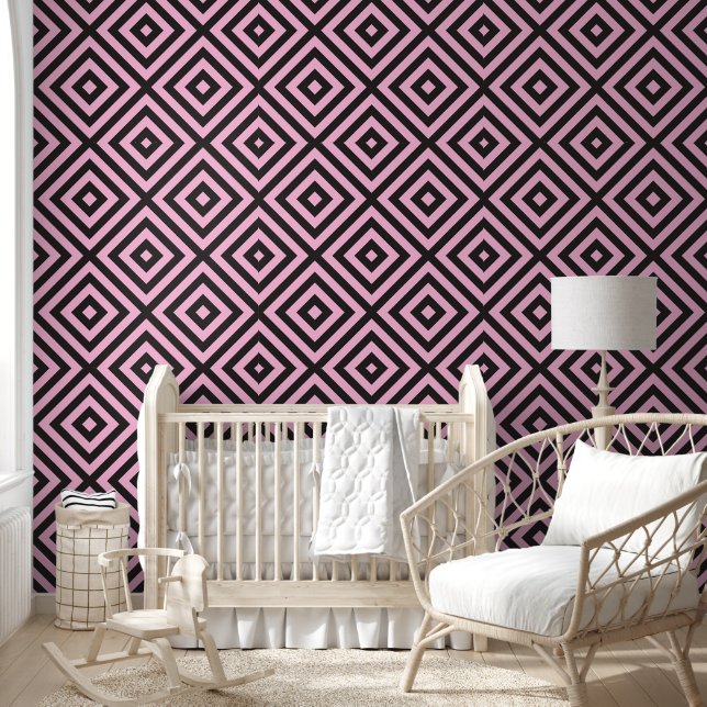 Black and pink geometric pattern behang (Kinderen)