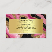 Black and pink Gold Agate Visitekaartje (Achterkant)